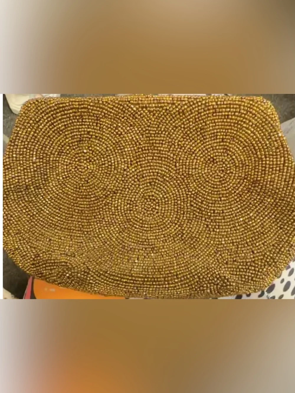 VTG 1950s Saks Fifth Avenue Gold Beaded Clutch Made in Belgium